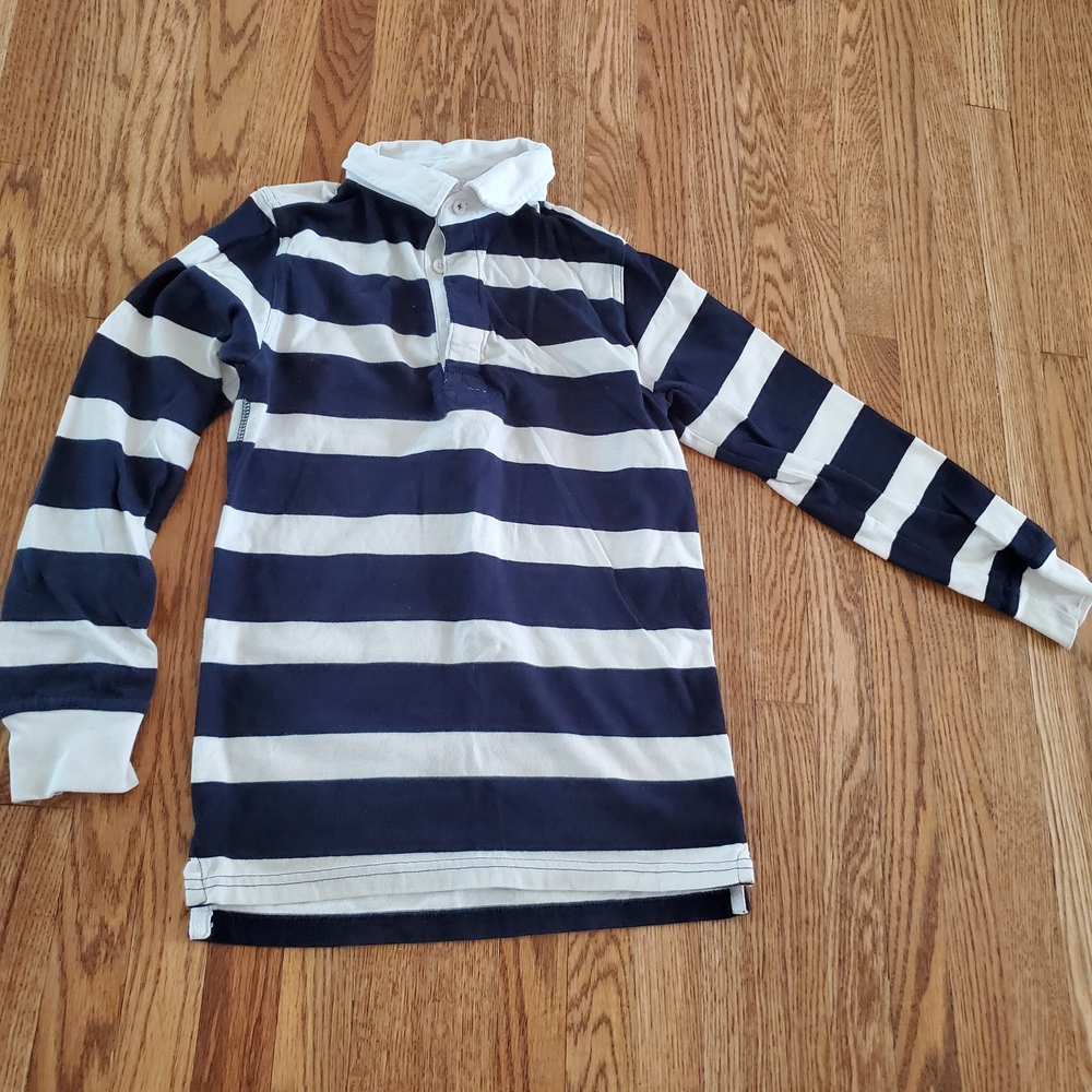 Marks & Spencer Kids Navy/White Striped Rugby Shirt